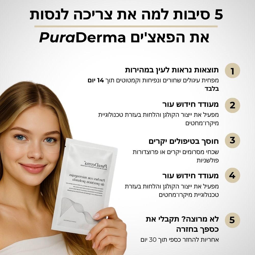 פאצ'ים לטיפול בכהויות, נפיחות וקמטוטי עניים - PuraDerma™