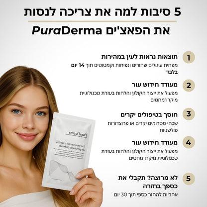 פאצ'ים לטיפול בכהויות, נפיחות וקמטוטי עניים - PuraDerma™